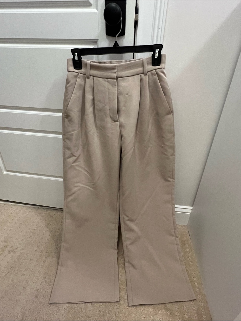 Abercrombie & Fitch Wide-Leg High-Waist Curve Love cream/tan Trousers-Size 0S/25